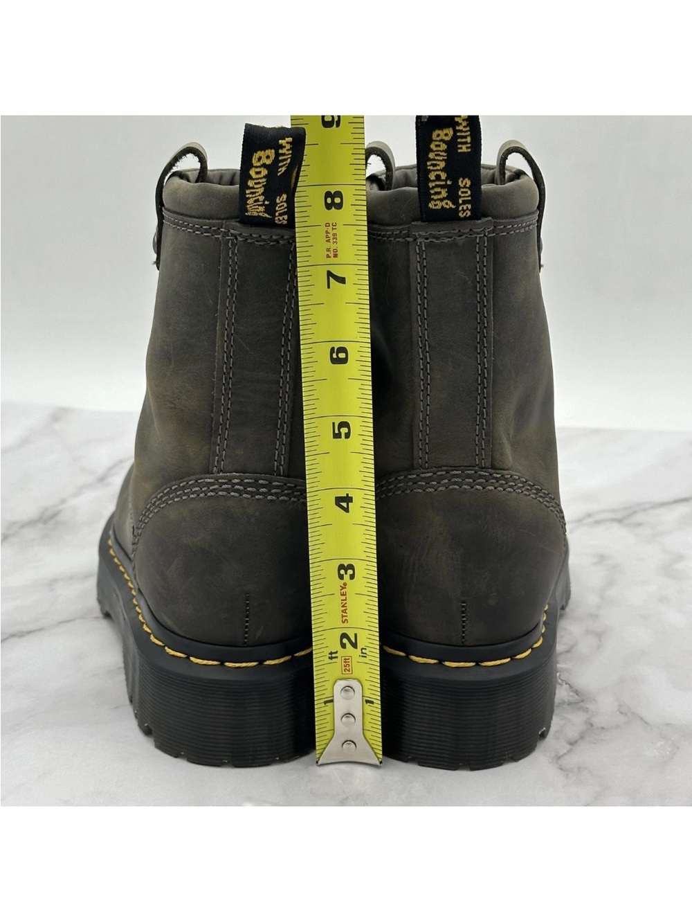 Dr. Martens Distressed Anistone Lo Biker Boots Brown Leather Platform Lug Sole - Picture 9 of 13